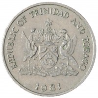 Монета Тринидад и Тобаго 25 центов 1981
