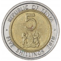 Монета Кения 5 шиллингов 2010