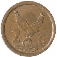 Монета ЮАР 2 цента 1992