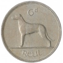 Монета Ирландия 6 пенсов 1960