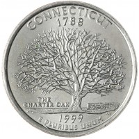 Монета США 25 центов 1999 Коннектикут Р