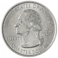 Монета США 25 центов 1999 Коннектикут D