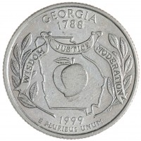 Монета США 25 центов 1999 Джорджия D