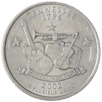 Монета США 25 центов 2002 Теннесси D