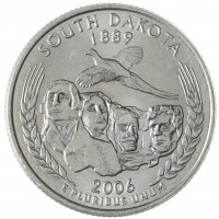 Монета США 25 центов 2006 Южная Дакота D