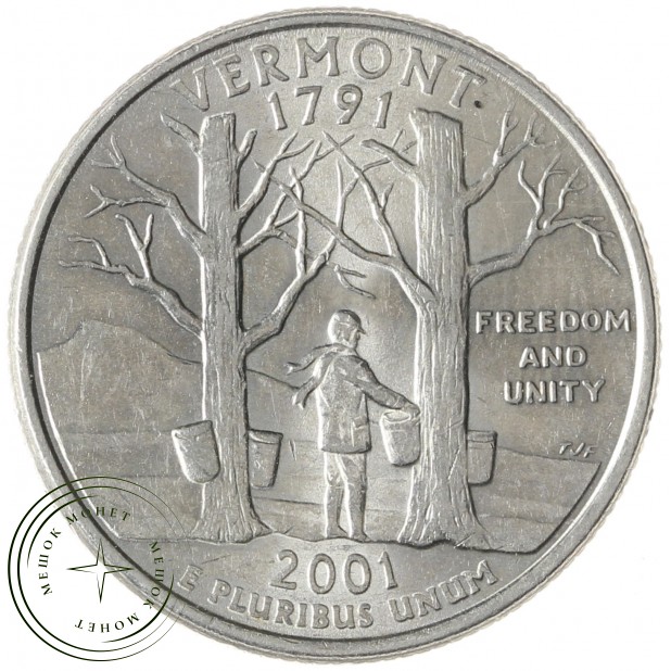 США 25 центов 2001 Вермонт Р