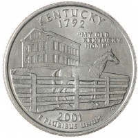 Монета США 25 центов 2001 Кентуки Р