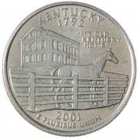 Монета США 25 центов 2001 Кентуки D
