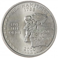 Монета США 25 центов 2000 Нью-Гэмпшир Р