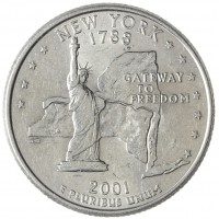 Монета США 25 центов 2001 Нью-Йорк Р