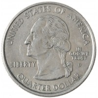 Монета США 25 центов 2001 Нью-Йорк D