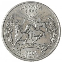 Монета США 25 центов 2006 Невада D