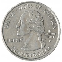 Монета США 25 центов 2002 Индиана Р