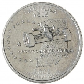 Монета США 25 центов 2002 Индиана D