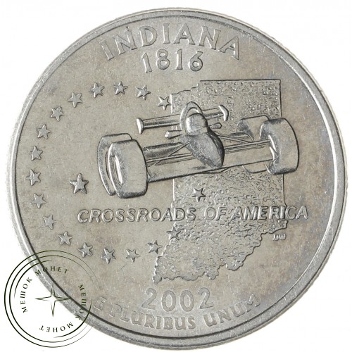 США 25 центов 2002 Индиана D — 937041591