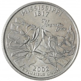 Монета США 25 центов 2002 Миссисипи D