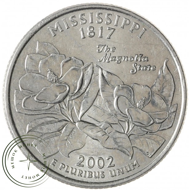 США 25 центов 2002 Миссисипи D