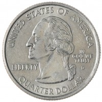 Монета США 25 центов 2002 Миссисипи D