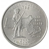 Монета США 25 центов 2000 Массачусетс Р