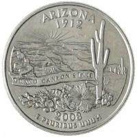 Монета США 25 центов 2008 Аризона D
