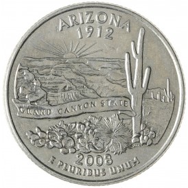 Монета США 25 центов 2008 Аризона D