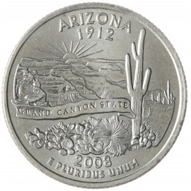 Монета США 25 центов 2008 Аризона Р
