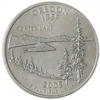 Монета США 25 центов 2005 Орегон Р