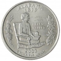 Монета США 25 центов 2003 Алабама Р
