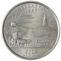Монета США 25 центов 2006 Небраска Р
