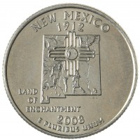 Монета США 25 центов 2008 Нью-Мексико Р