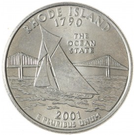 Монета США 25 центов 2001 Род-Айленд Р