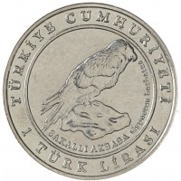 Монета Турция 1 лира 2009 Орел