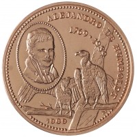 Монета Куба 1 песо 1989 220 лет со дня рождения Александра фон Гумбольдта