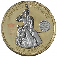 Монета Тристан-да-Кунья 1 крона 2012 Золотой юбилей королевы Елизаветы II