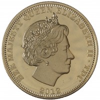 Монета Тристан-да-Кунья 1 крона 2012 Золотой юбилей королевы Елизаветы II