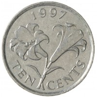 Монета Бермуды 10 центов 1997