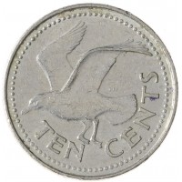 Монета Барбадос 10 центов 1990