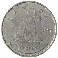 Монета Канада 10 центов 1977