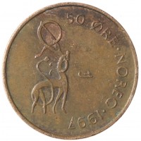 Монета Норвегия 50 эре 1997