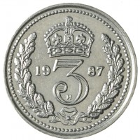 Монета Жетон Великобритания 3 пенса 1987 Музейный