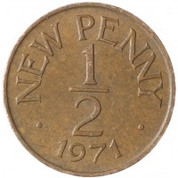 Монета Гернси 1/2 нового пенни 1971