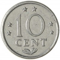 Монета Нидерландские Антильские острова 10 центов 1974