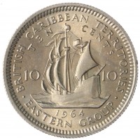 Монета Восточные Карибы 10 центов 1964