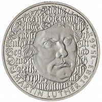 Монета Германия ФРГ 5 марок 1983 500 лет со дня рождения Мартина Лютера