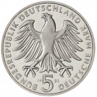 Монета Германия ФРГ 5 марок 1983 500 лет со дня рождения Мартина Лютера