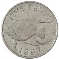Монета Бермудские острова 5 центов 1997