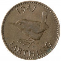 Монета Великобритания 1 фартинг 1947