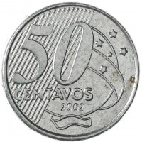 Монета Бразилия 50 сентаво 2002