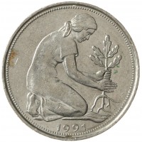 Монета Германия 50 пфеннигов 1991 J