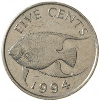 Монета Бермудские острова 5 центов 1994